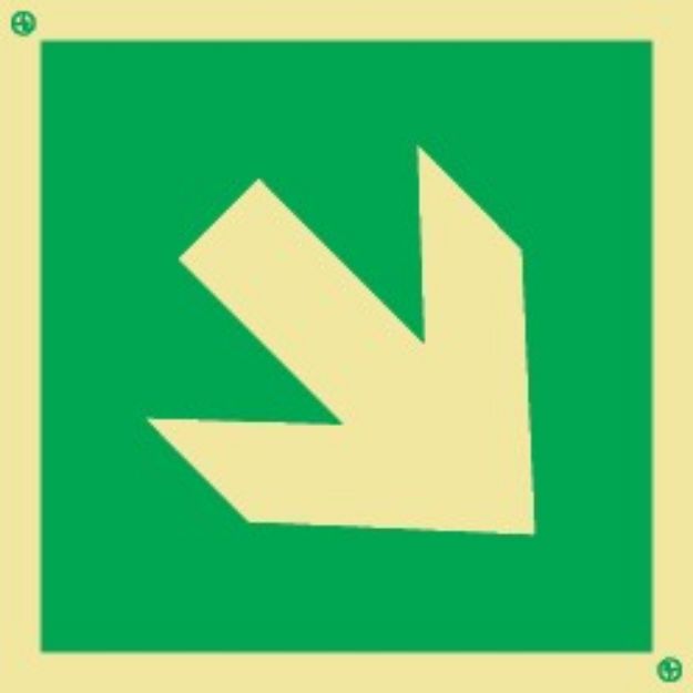 Safe condition directional arrow sign - 45° angle 